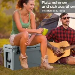 47L Isolierbox Kühlbox tragbar Wärmebehälter mit Flaschenöffner und Abflusssystem 69 x 37 x 42 cm Grau