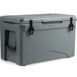 47L Isolierbox Kühlbox tragbar Wärmebehälter mit Flaschenöffner und Abflusssystem 69 x 37 x 42 cm Grau