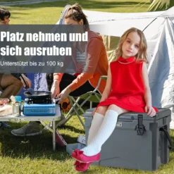 23L Isolierbox mit Flaschenöffner & Griff Tragbare Kühlbox Wärmebehälter für Camping Grau