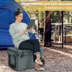 71L Isolierbox mit Flaschenöffner & Griff & Rädern Tragbare Kühlbox Wärmebehälter Grau