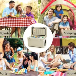 28L Isolierbox mit Flaschenöffner & Griff Tragbare Kühlbox Wärmebehälter für Camping Kahki
