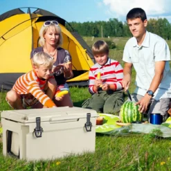 28L Isolierbox mit Flaschenöffner & Griff Tragbare Kühlbox Wärmebehälter für Camping Kahki