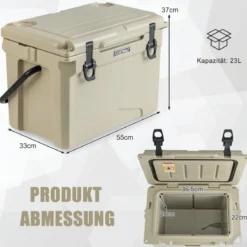 23L Isolierbox mit Flaschenöffner & Griff Tragbare Kühlbox Wärmebehälter für Camping Kahki