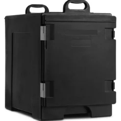 77L Isolierbox 5 Pfannen Speiseträger Kühlbox Speisen Wärmebehälter Speiseträger 61,5 x 41,5 x 63 cm Schwarz