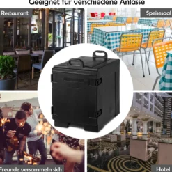 77L Isolierbox 5 Pfannen Speiseträger Kühlbox Speisen Wärmebehälter Speiseträger 61,5 x 41,5 x 63 cm Schwarz