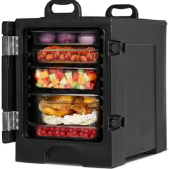 77L Isolierbox 5 Pfannen Speiseträger Kühlbox Speisen Wärmebehälter Speiseträger 61,5 x 41,5 x 63 cm Schwarz