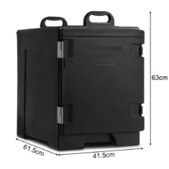 77L Isolierbox 5 Pfannen Speiseträger Kühlbox Speisen Wärmebehälter Speiseträger 61,5 x 41,5 x 63 cm Schwarz