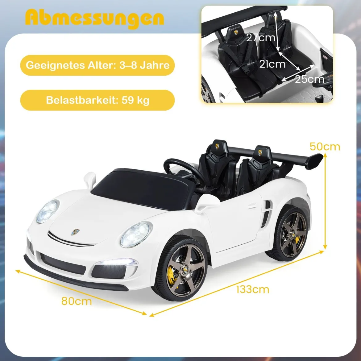 Lizenzierter RUF Kinder-Elektroauto 24V Akku betriebener Elektrofahrzeug mit Eltern-Fernbedienung Weiß