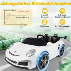Lizenzierter RUF Kinder-Elektroauto 24V Akku betriebener Elektrofahrzeug mit Eltern-Fernbedienung Weiß