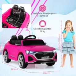 Lizenziertes Audi SQ8 Kinderauto 12-V-Elektrofahrzeug mit Fernbedienung Schwarz/Rosa