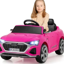 Lizenziertes Audi SQ8 Kinderauto 12-V-Elektrofahrzeug mit Fernbedienung Schwarz/Rosa