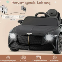 Lizenziertes Bentley Bacalar Kinderfahrzeug mit Fernbedienung & Scherentüren & Federung Schwarz
