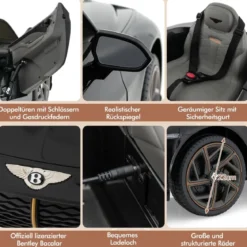 Lizenziertes Bentley Bacalar Kinderfahrzeug mit Fernbedienung & Scherentüren & Federung Schwarz