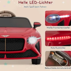 Lizenziertes Bentley Bacalar Kinderfahrzeug mit Fernbedienung & Scherentüren & Federung Rot