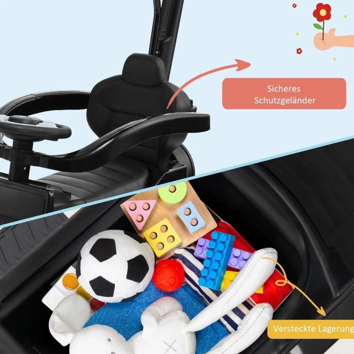 Lizenziertes Mercedes Benz Kinderfahrzeug mit Verstellbarem Sonnendach &Elterngriff Kinderwagen