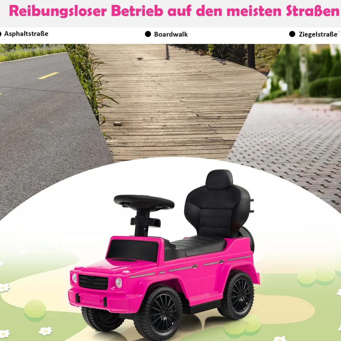 Lizenziertes Mercedes Benz Kinderfahrzeug mit Verstellbarem Sonnendach &Elterngriff Kinderwagen