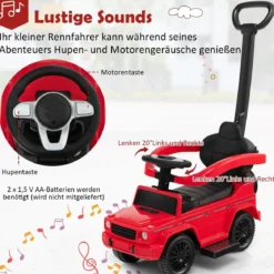 Lizenziertes Mercedes Benz Kinderfahrzeug mit Verstellbarem Sonnendach &Elterngriff Kinderwagen