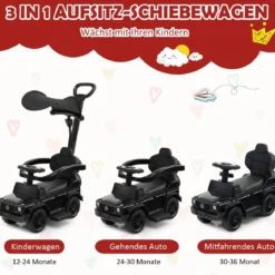 Lizenziertes Mercedes Benz Kinderfahrzeug mit Verstellbarem Sonnendach &Elterngriff Kinderwagen