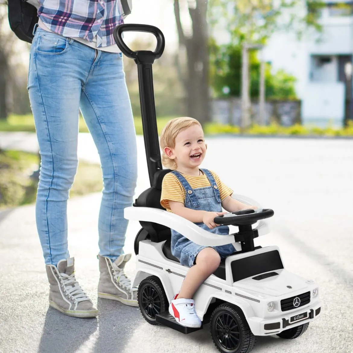 Lizenziertes Mercedes Benz Kinderfahrzeug mit Verstellbarem Sonnendach &Elterngriff Kinderwagen