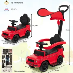 Lizenziertes Mercedes Benz Kinderfahrzeug mit Verstellbarem Sonnendach &Elterngriff Kinderwagen