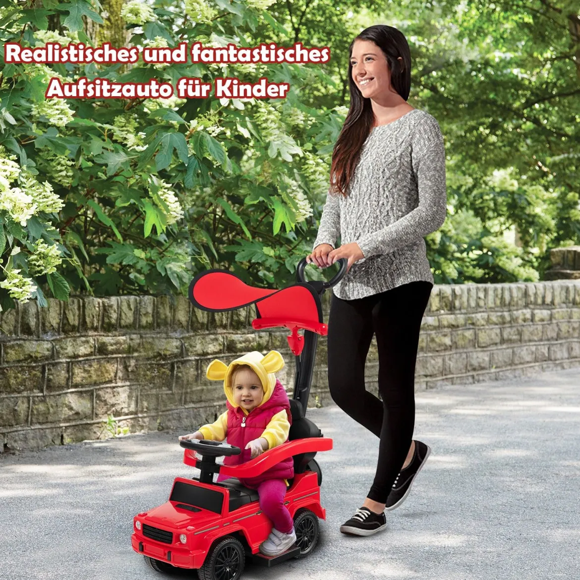 Lizenziertes Mercedes Benz Kinderfahrzeug mit Verstellbarem Sonnendach &Elterngriff Kinderwagen
