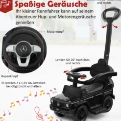 Lizenziertes Mercedes Benz Kinderfahrzeug mit Verstellbarem Sonnendach &Elterngriff Kinderwagen