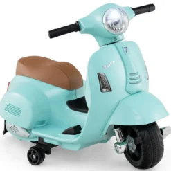 Lizenzierte Vespa Kinder Elektromotorrad 6V Batterie betriebenes Motorrad mit LED-Scheinwerfer Blau