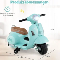 Lizenzierte Vespa Kinder Elektromotorrad 6V Batterie betriebenes Motorrad mit LED-Scheinwerfer Blau