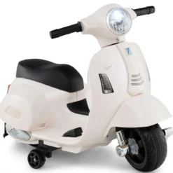 Lizenzierte Vespa Kinder Elektromotorrad 6V Batterie betriebenes Motorrad mit LED-Scheinwerfer Weiß