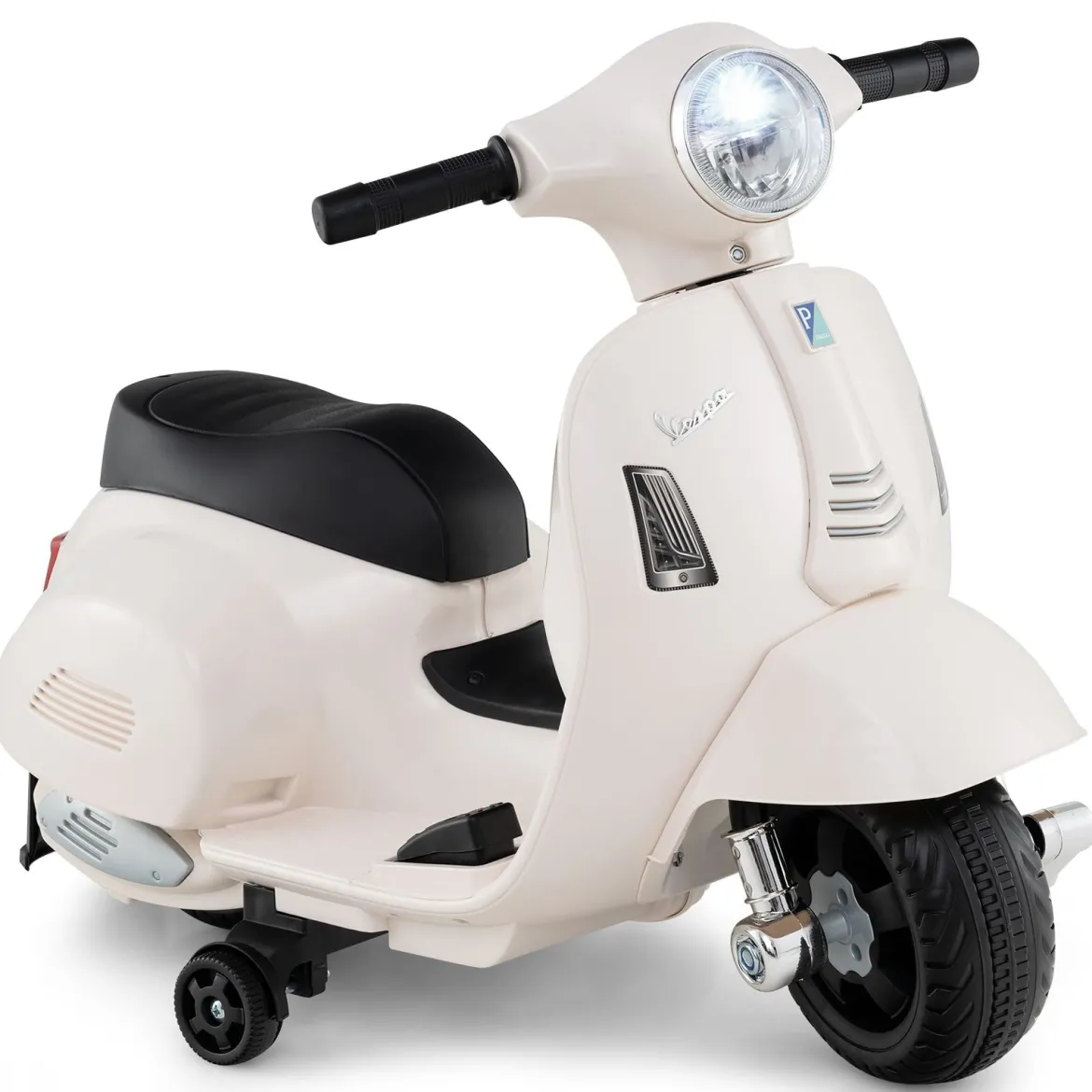 Lizenzierte Vespa Kinder Elektromotorrad 6V Batterie betriebenes Motorrad mit LED-Scheinwerfer Weiß
