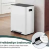 60L Küche Mülleimer aus Edelstahl mit Pedal & Softclose Deckel 2 Fächer Mülltrennsystem Weiß