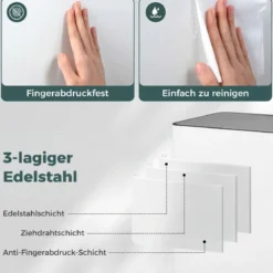 60L Küche Mülleimer aus Edelstahl mit Pedal & Softclose Deckel 2 Fächer Mülltrennsystem Weiß