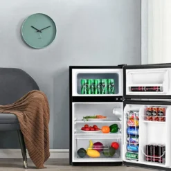 90L Kühlschrank mit 27L Gefrierfach Kühl-Gefrier-Kombination 48,5 x 49,5 x 86 cm Silber