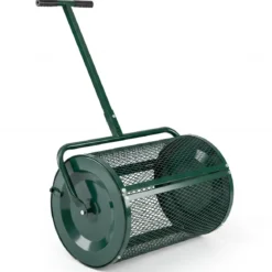 77 L Kompoststreuer mit Höhenverstellbarem T-Griff & Mesh-Korb Torfmoosstreuer Ø40 x 61 cm Grün