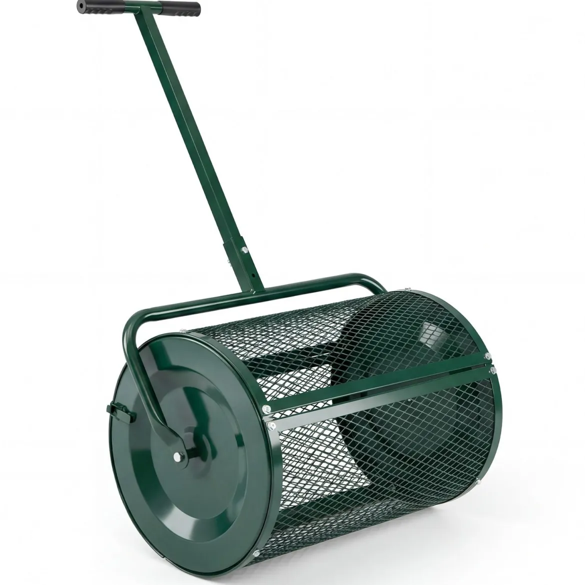 77 L Kompoststreuer mit Höhenverstellbarem T-Griff & Mesh-Korb Torfmoosstreuer Ø40 x 61 cm Grün