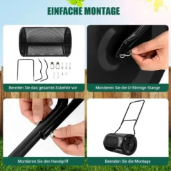 80L Kompoststreuer mit U-Griff & Mesh-Korb 39 cm Breiter Torfstreuer Düngerstreuer Komposter Schwarz