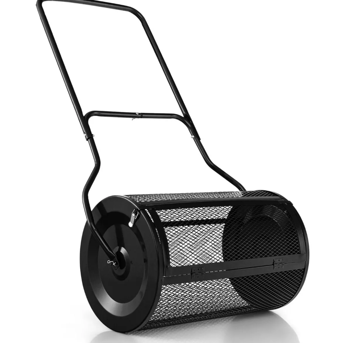 80L Kompoststreuer mit U-Griff & Mesh-Korb 39 cm Breiter Torfstreuer Düngerstreuer Komposter Schwarz