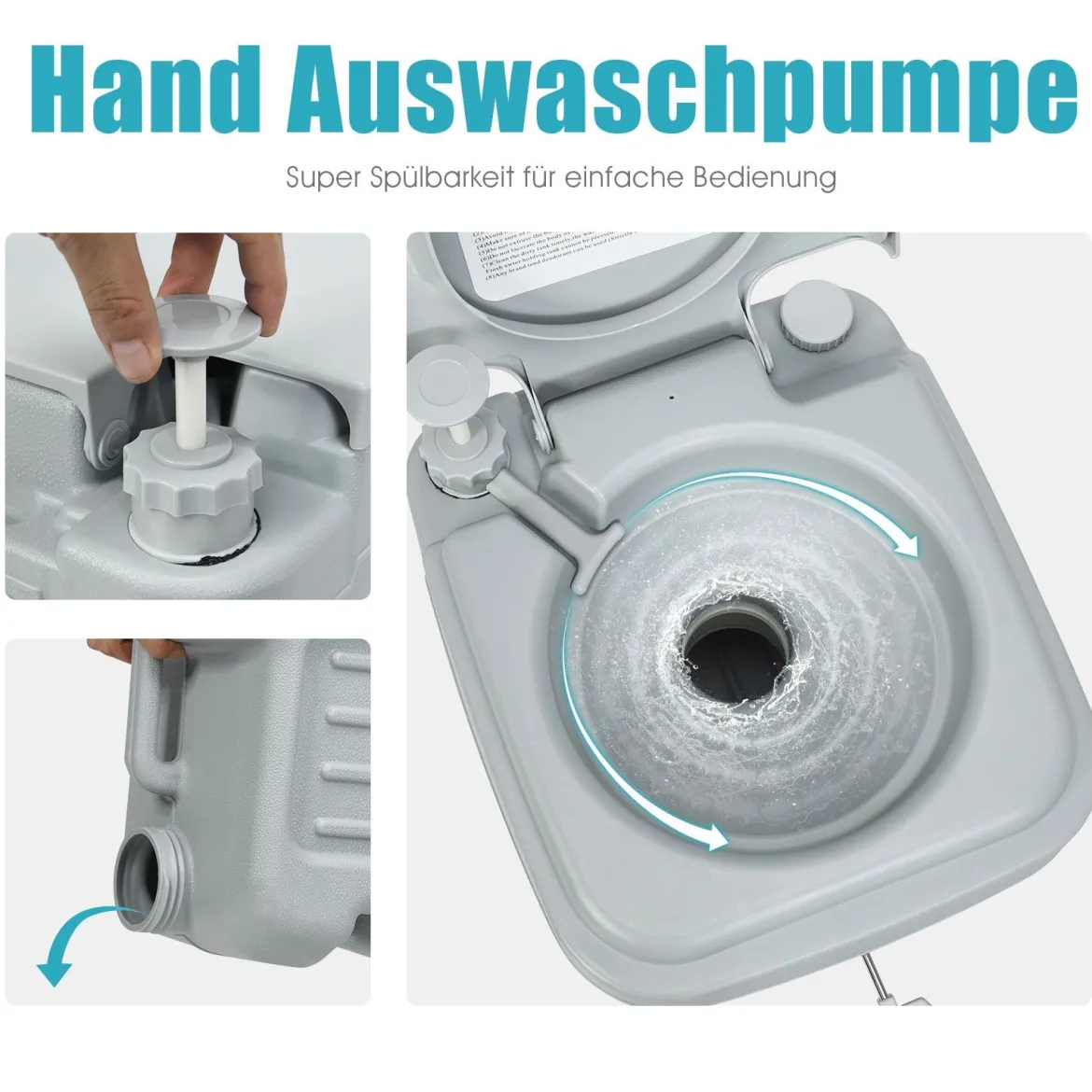 20L + 12L Campingtoilette mit Abnehmbarem Abwassertank Tragbares Campingklo