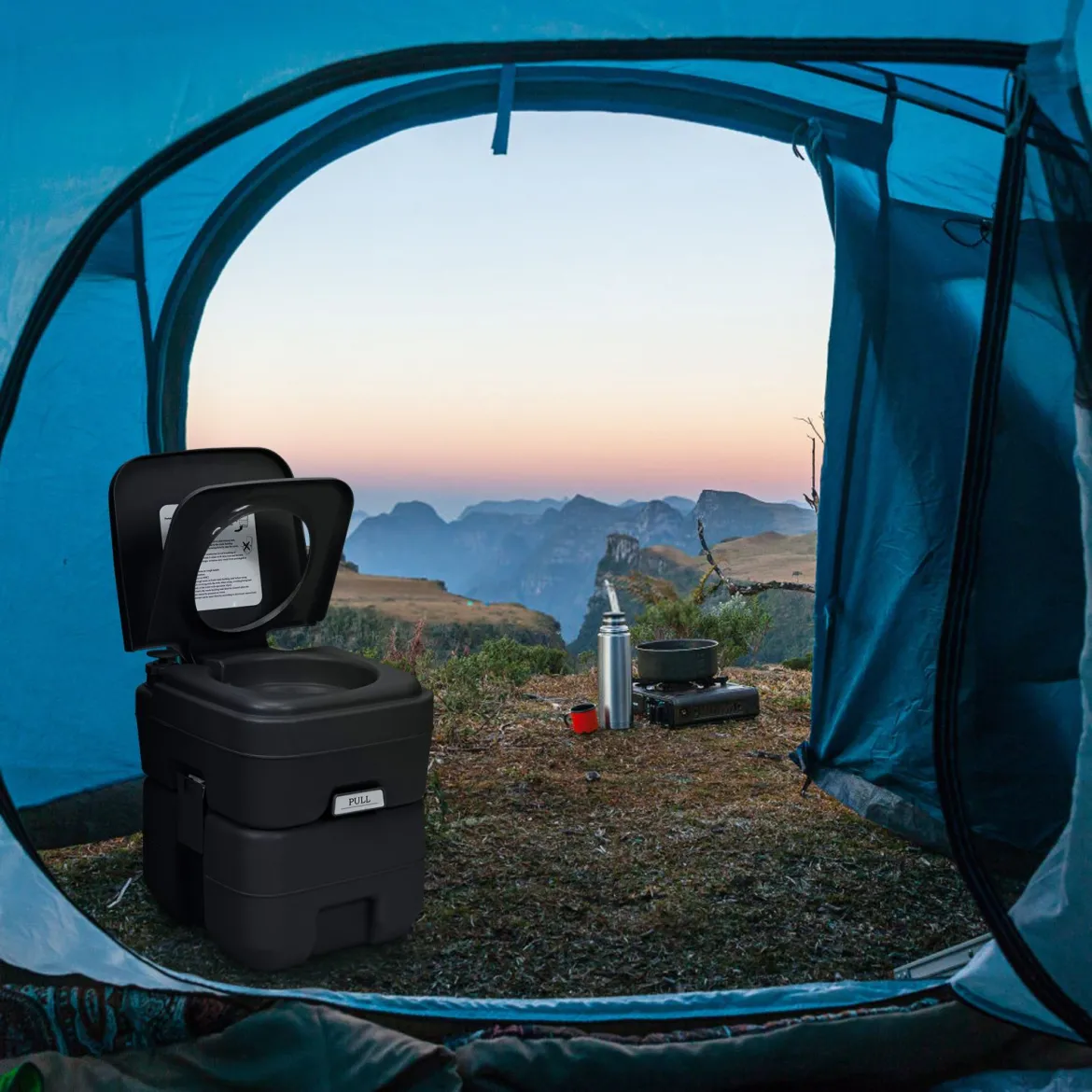 20L + 12L Campingtoilette mit Abnehmbarem Abwassertank Tragbares Campingklo