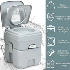 20L + 12L Campingtoilette mit Abnehmbarem Abwassertank Tragbares Campingklo