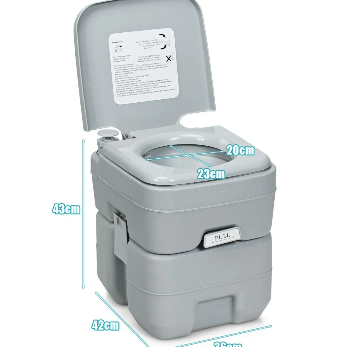 20L + 12L Campingtoilette mit Abnehmbarem Abwassertank Tragbares Campingklo