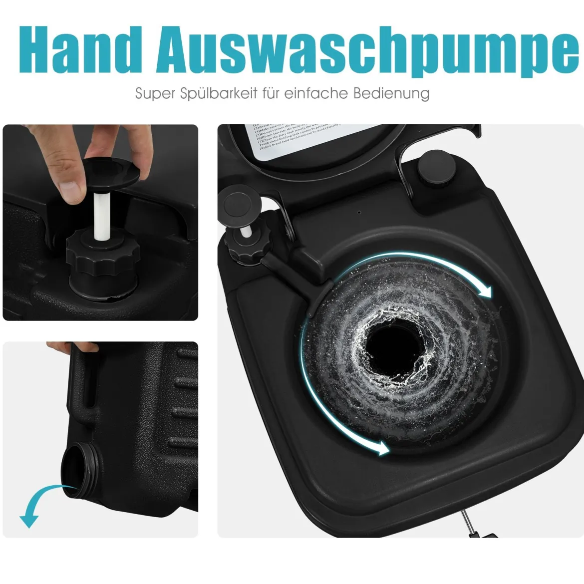 20L + 12L Campingtoilette mit Abnehmbarem Abwassertank Tragbares Campingklo