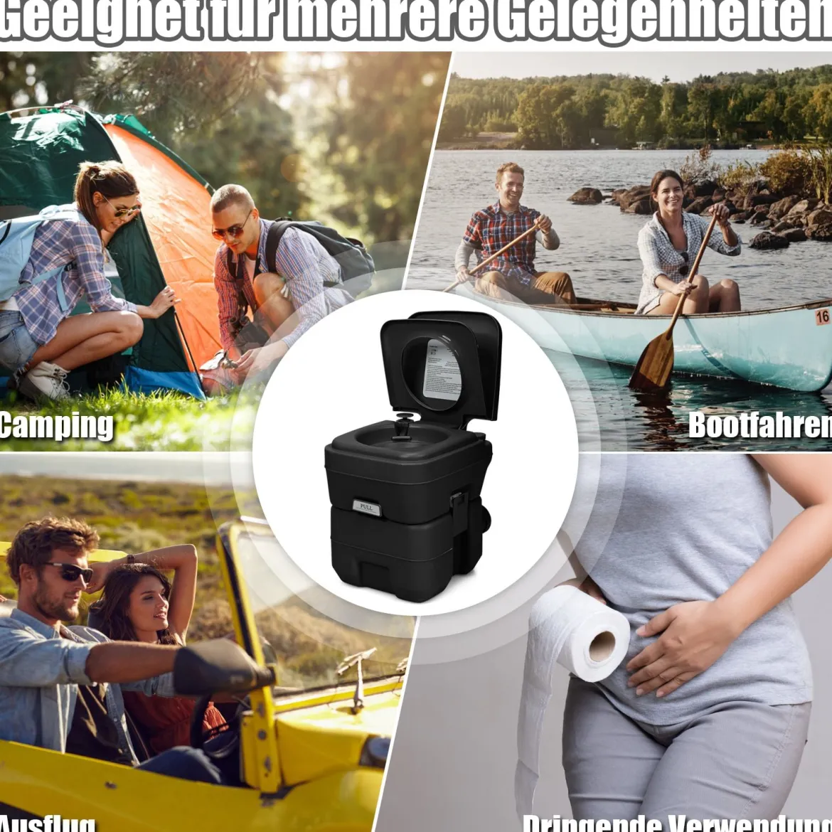 20L + 12L Campingtoilette mit Abnehmbarem Abwassertank Tragbares Campingklo