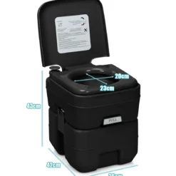 20L + 12L Campingtoilette mit Abnehmbarem Abwassertank Tragbares Campingklo