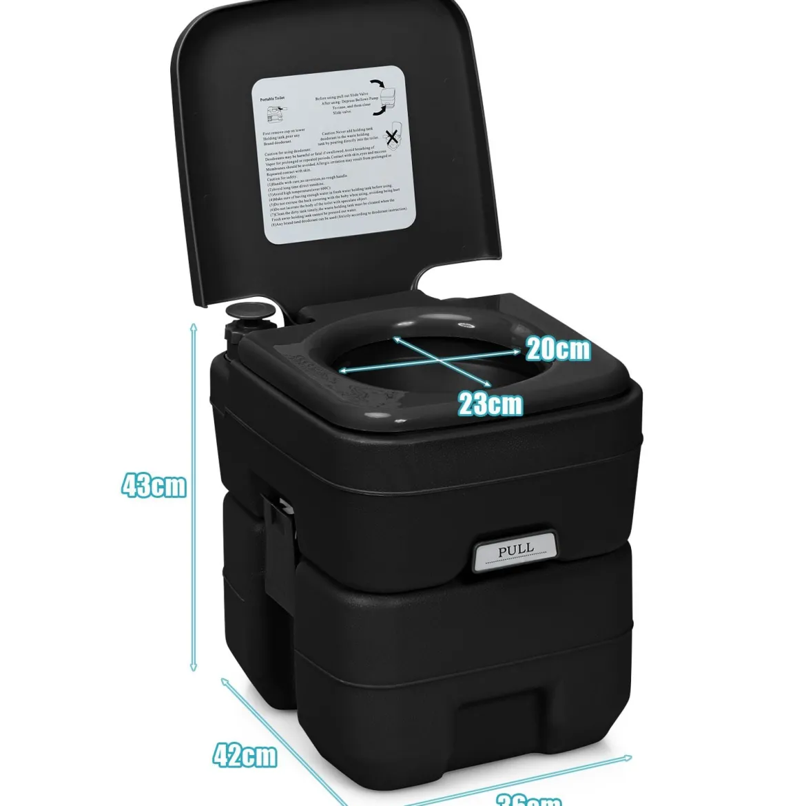 20L + 12L Campingtoilette mit Abnehmbarem Abwassertank Tragbares Campingklo