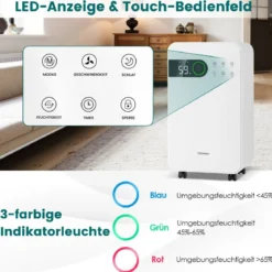 2,3L Luftentfeuchter mit Schlafmodus Raumentfeuchter für den Heimkeller Mobile Entfeuchter 24-Stunden-Timer