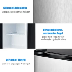 31L Mini Freistehender Gefrierschrank tragbarer kompakter Gefrierbox 45 x 46 x 48 cm Silber + Schwarz