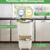 38L Mülleimer mit 2 Herausnehmbaren Eimern & Deckel & Fußpedal & Rädern Abfalleimer Beige