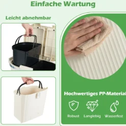 38L Mülleimer mit 2 Herausnehmbaren Eimern & Deckel & Fußpedal & Rädern Abfalleimer Beige