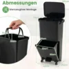 36 L Mülltonne Abfalleimer mit 2 herausnehmbaren Behältern kippbarem Abteil & Müllklassifizierungs-Aufklebern Schwarz